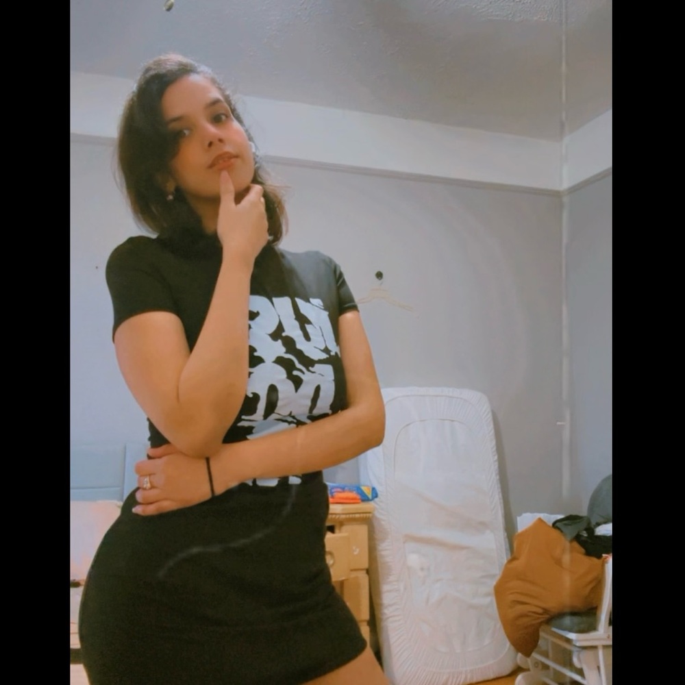 Black Graphic Mini Skirt